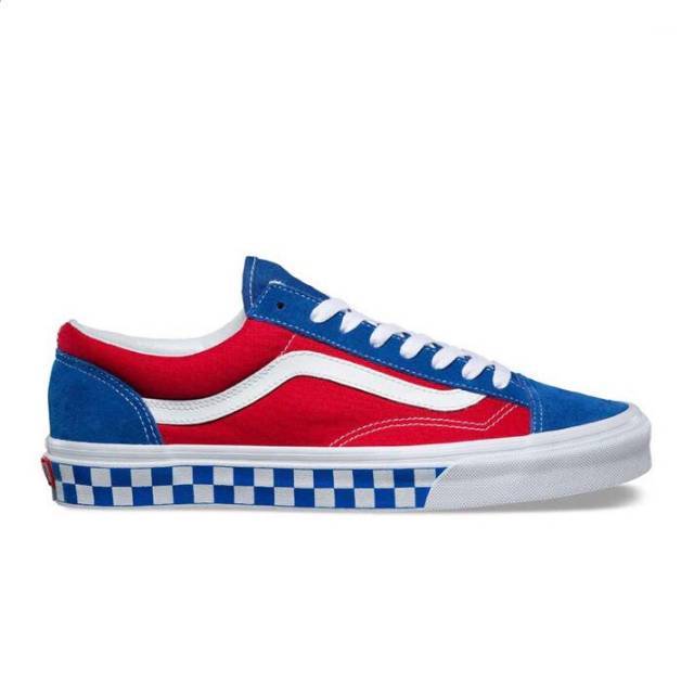 Vans checkerboard sales blue red