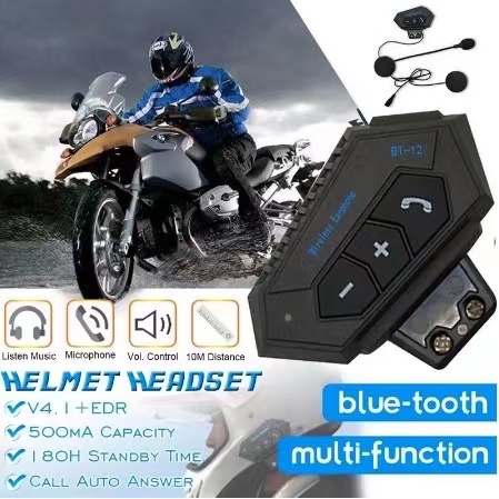 Jual Headset Helm Bluetooth Wireless BT 12 Untuk HELM Motor Bt