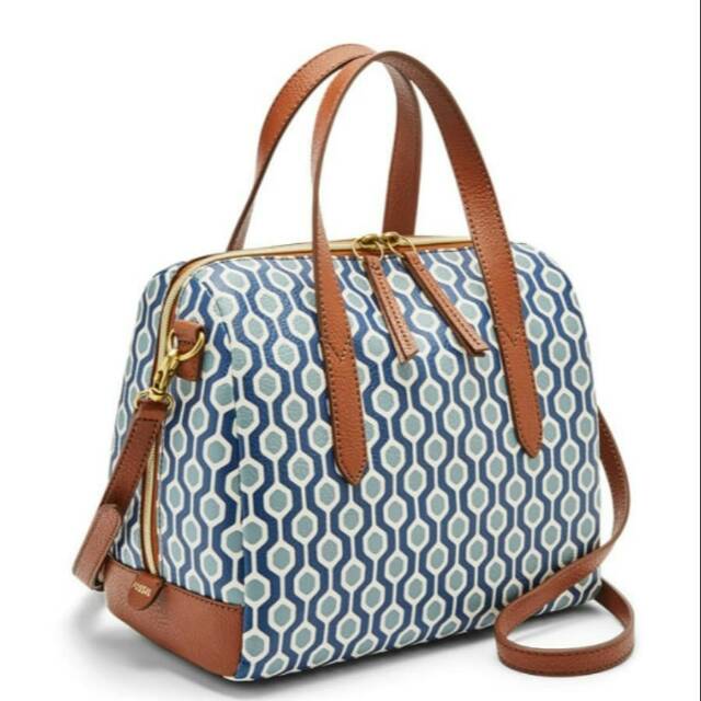 Jual Tas Fossil Sydney Satchel Blue Multi Shopee Indonesia