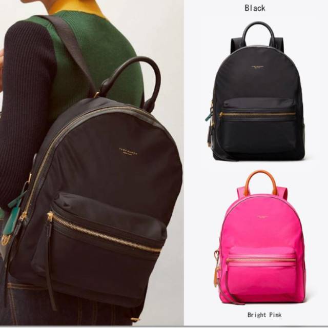 Jual Tory Burch Perry Nylon Zip Backpack Color Bright Pink