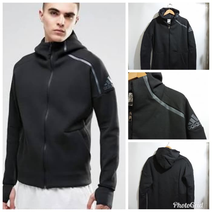 Jual JAKET ADIDAS ZNE HOODIE BLACK GREY PREMIU FASHION GAYA ABG