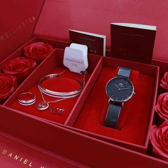 Jam Tangan Wanita Daniel Wellington Petite Melrose Set Edisi Valentine