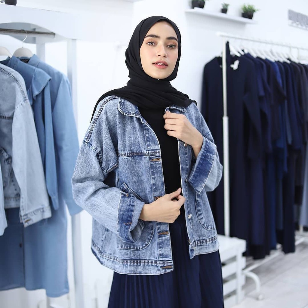 Ootd jaket jeans outlet hijab