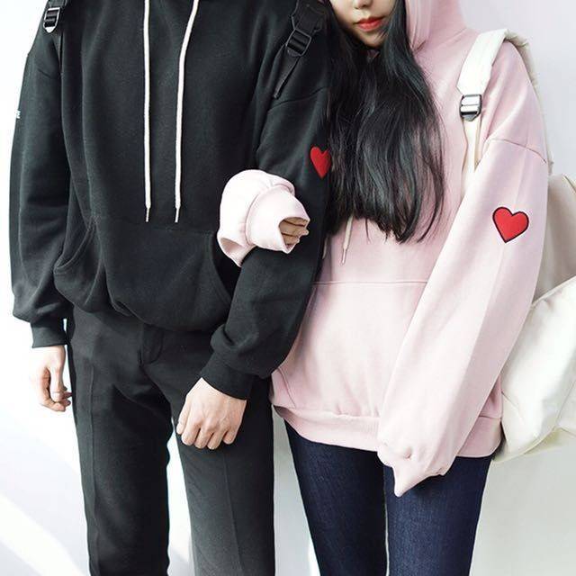 Hoodie couple hot sale shopee