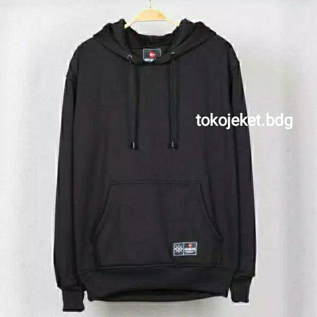 Jual Sweater hoodie distro premium mothbless polos warna hitam