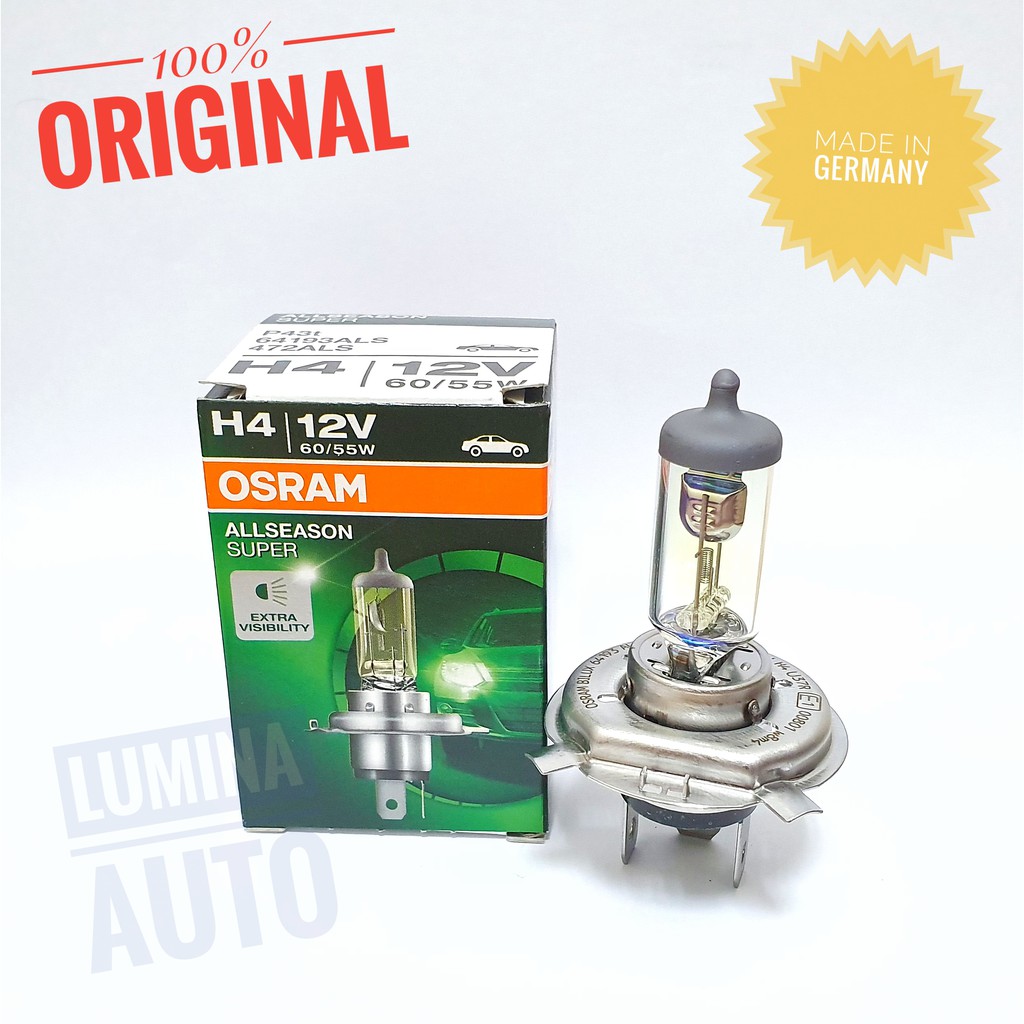 Jual Osram All Season Super ( ALS ) H4 60/55 Watt - Lampu Halogen Mobil  Terang Warna Kuning