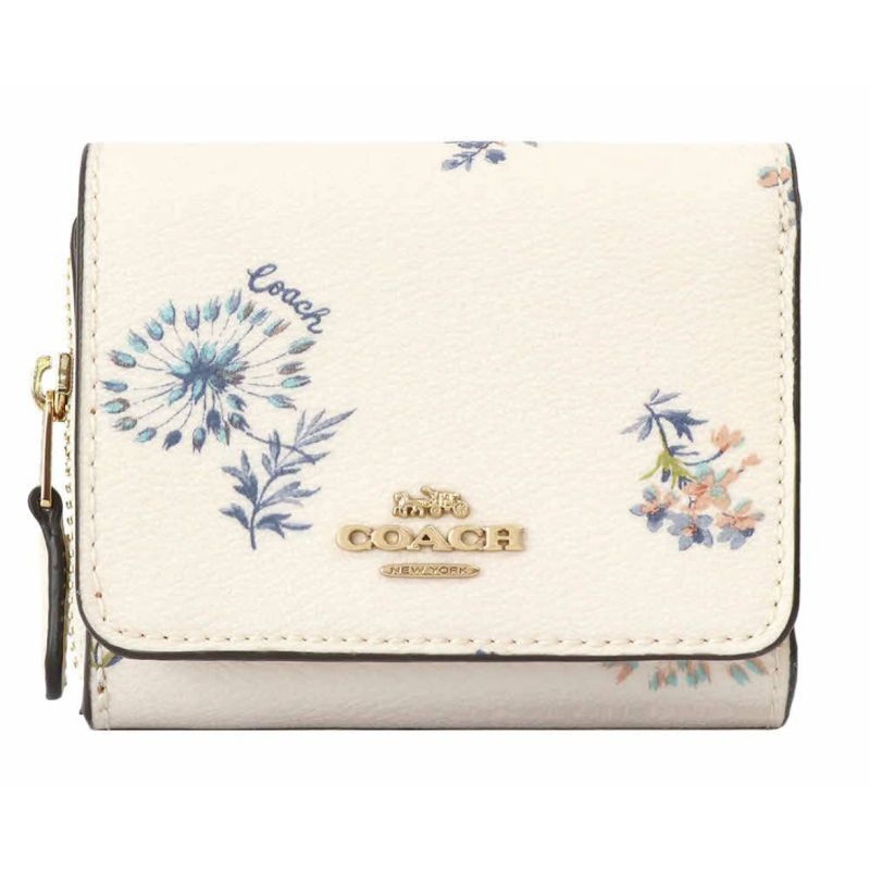 Coach Wallet Small Tri gold Dandelion Floral Blosom Multi C2924