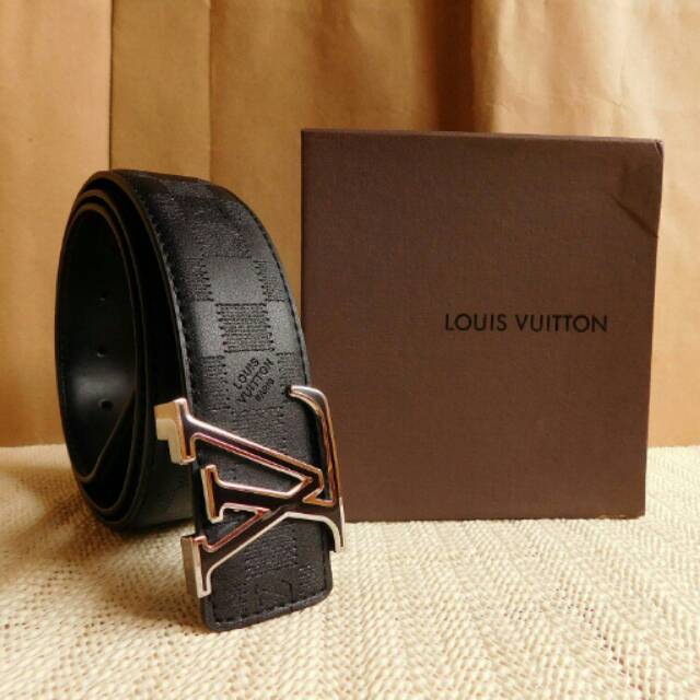 Jual GESPER IKAT PINGGANG PRIA IMPORT BRANDED, GESPER LUIS VUITTON LV 13  BLACK