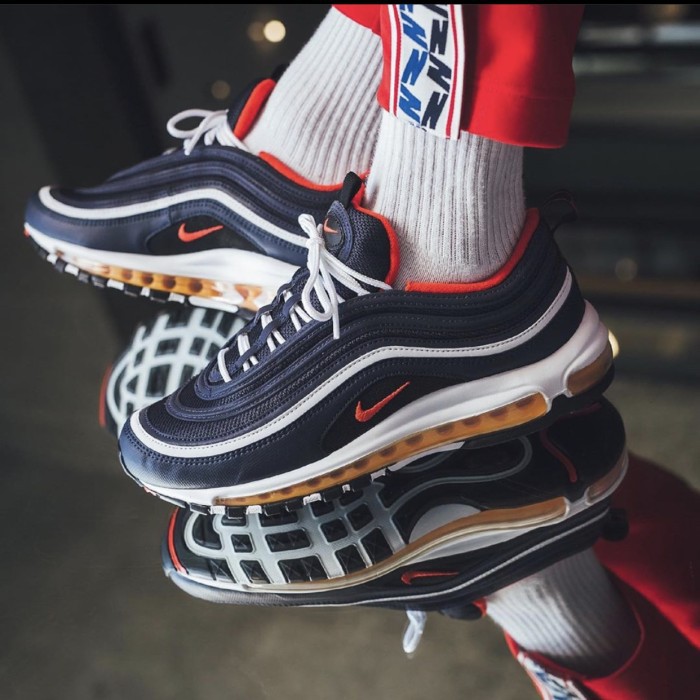 Nike air max 97 outlet shoes midnight navy-habanero red-bl