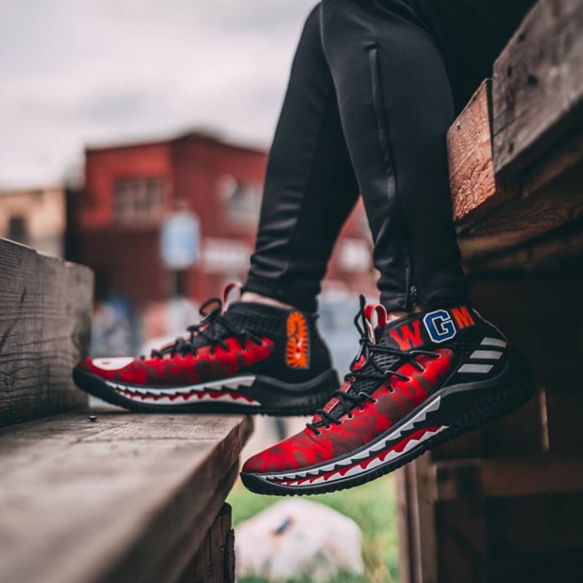 Adidas x bape 2024 dame 4 red camo