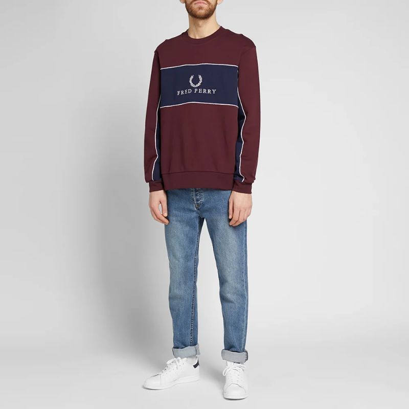 Fred perry piped panel hot sale sweatshirt