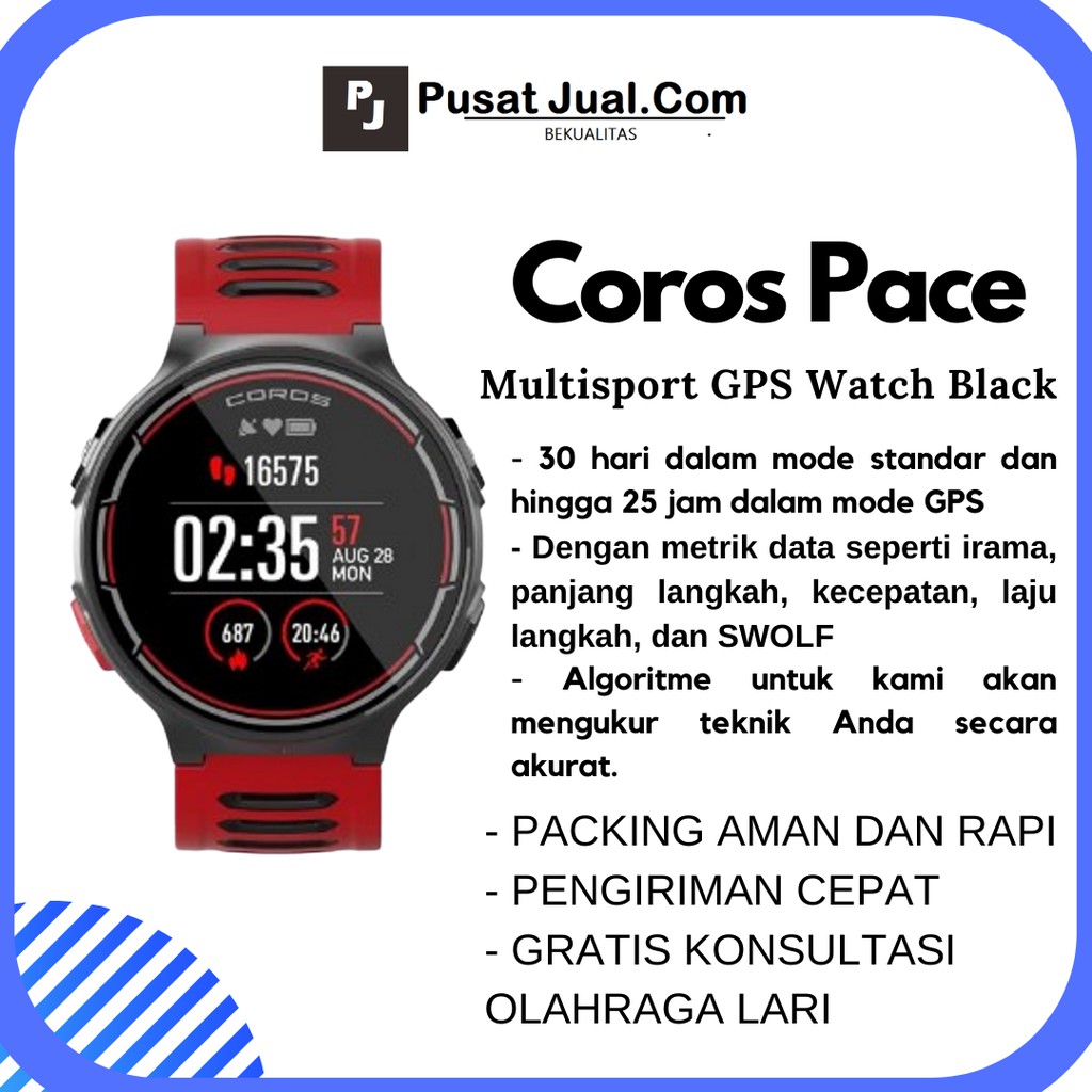 Jual JAM TANGAN COROS PACE MULTISPORT GPS WATCH RED Shopee Indonesia