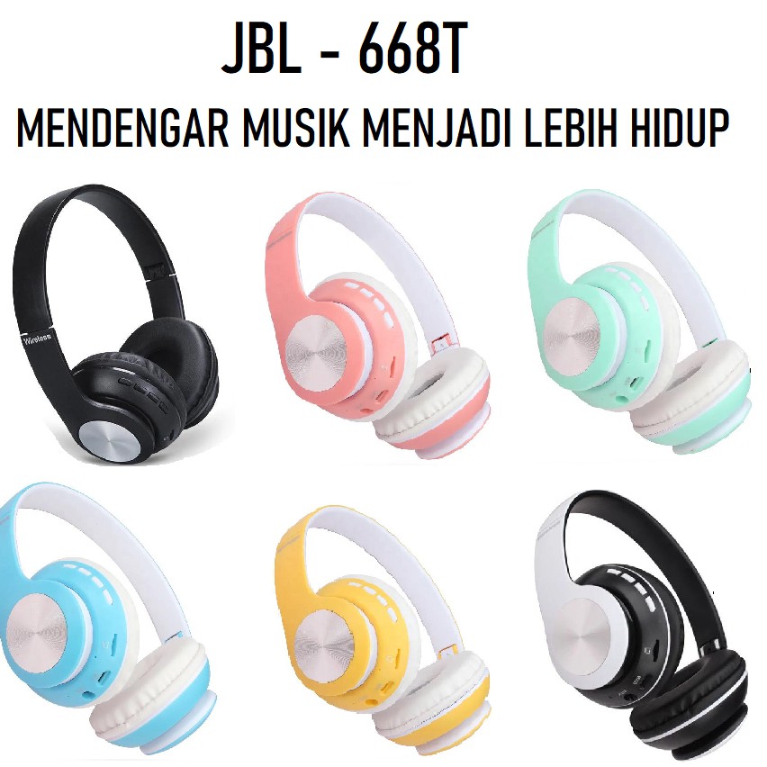 Jual Bluetooth JBL 66BT Headphone Macaron Aneka Warna Extra BASS