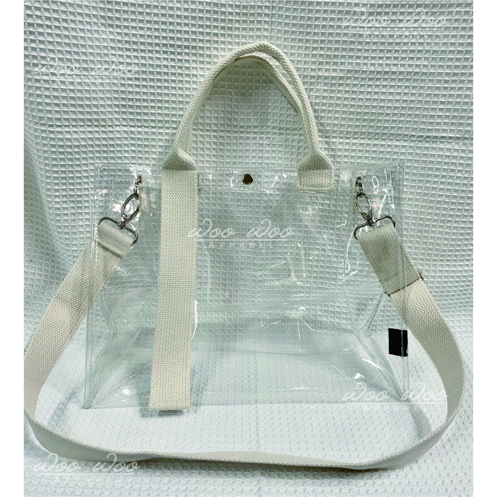 Jual Tas PVC Mika Transparant dengan Tali Strap Katun Shopee