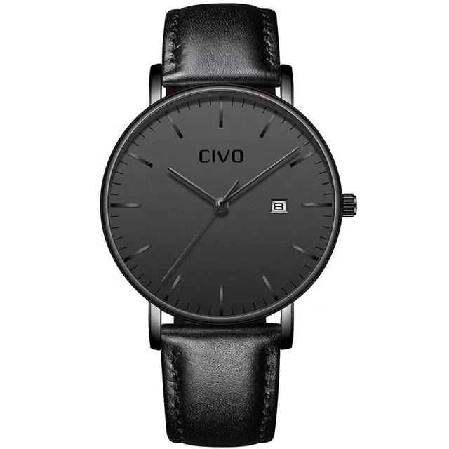 Civo mens black hot sale ultra thin watch