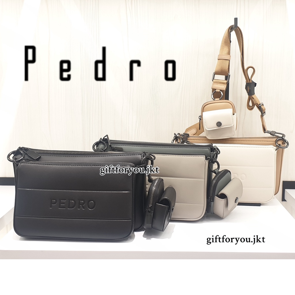 Tas Pria Pedro Original Sling Bag With Earphone Holder Man Tas Selempang Casual