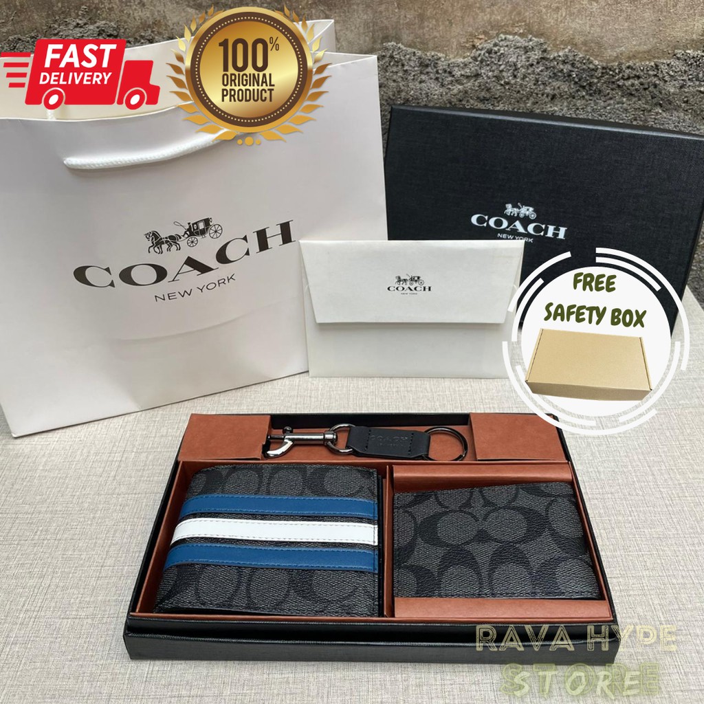 Coach wallet blue discount stripes