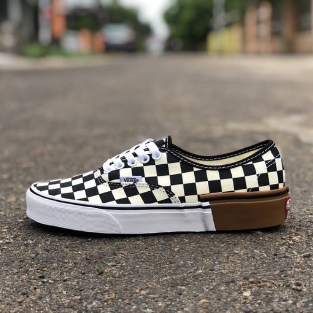 vans authentic gum block checkerboard skate shoes