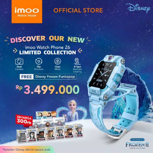 Jual Immo watch phone z6 frozen II front rear dual camera flip new vision waterproof Shopee Indonesia