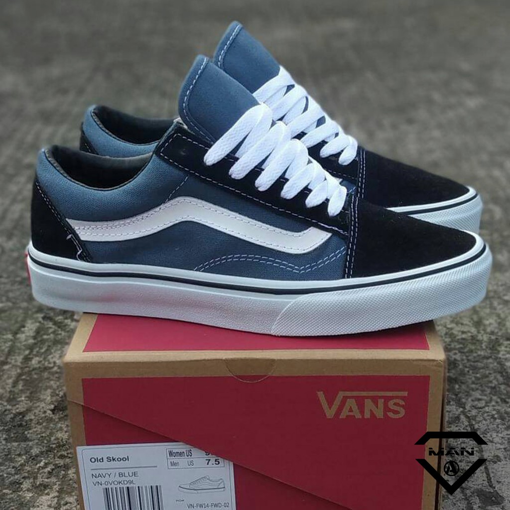 Vans old shop skool biru navy