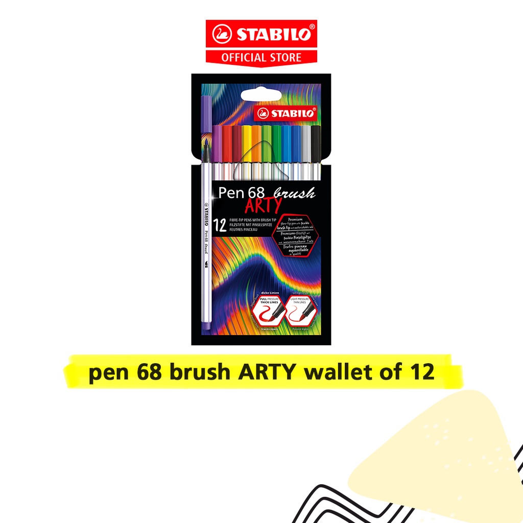 Stabilo : Pen 68 : Brush Pen : Arty Wallet Set of 12 - Stabilo