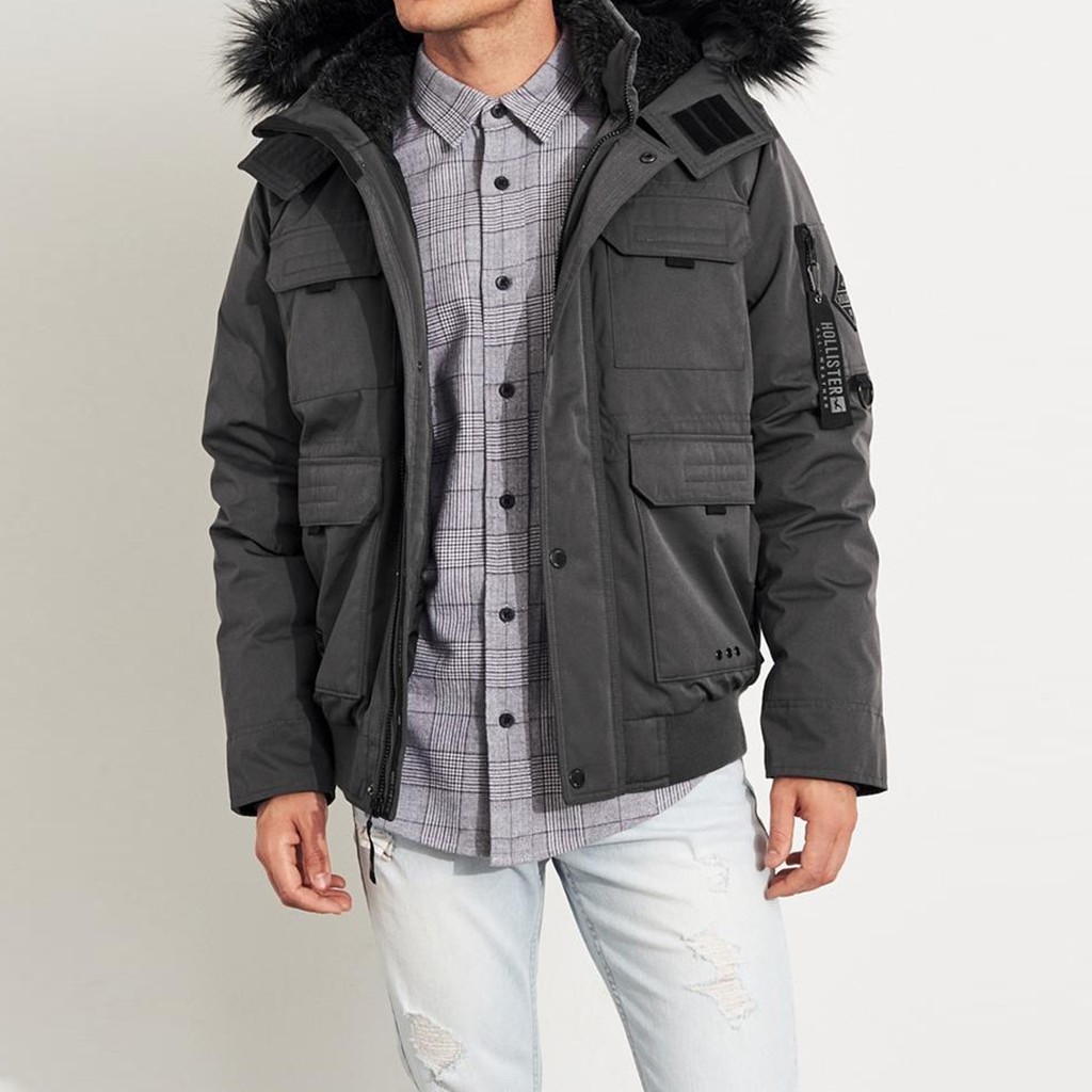 Hollister down sale utility bomber jacket