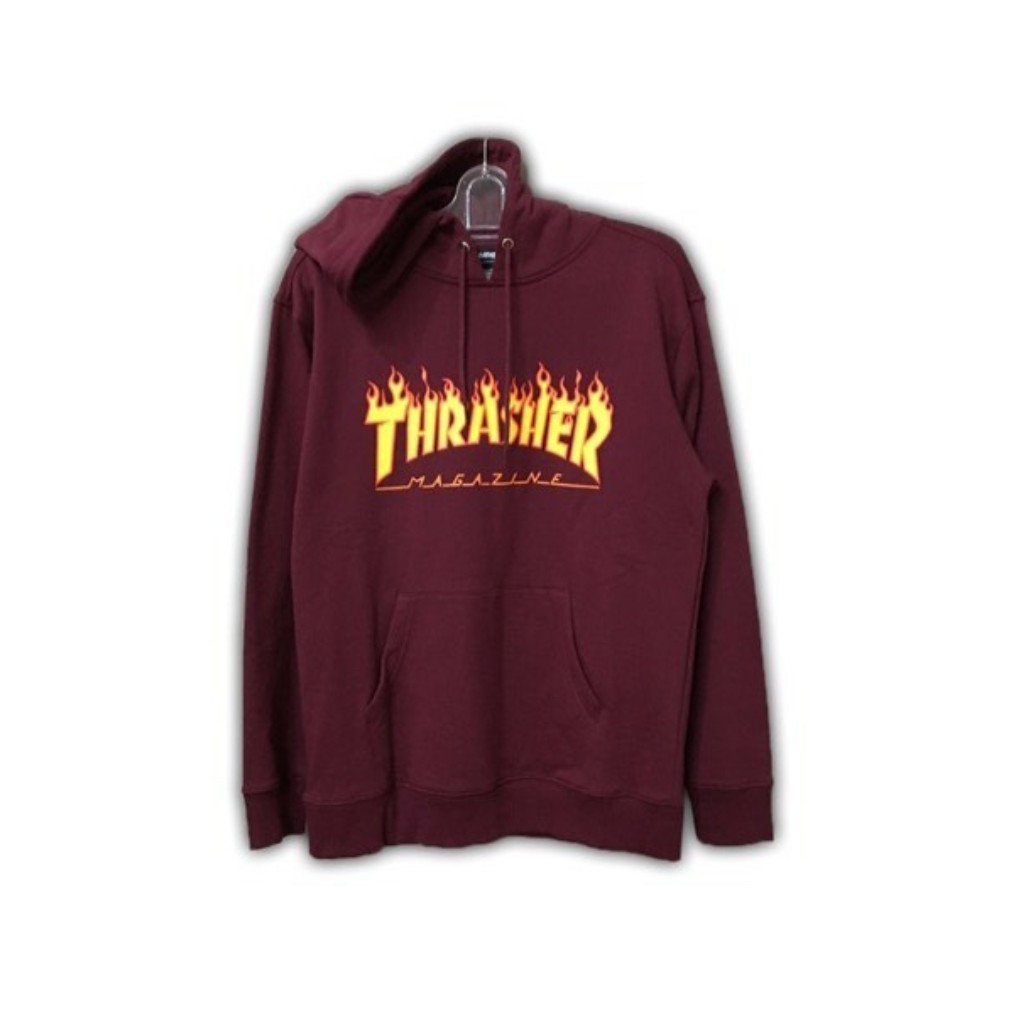 Thrasher flame cheap hoodie maroon