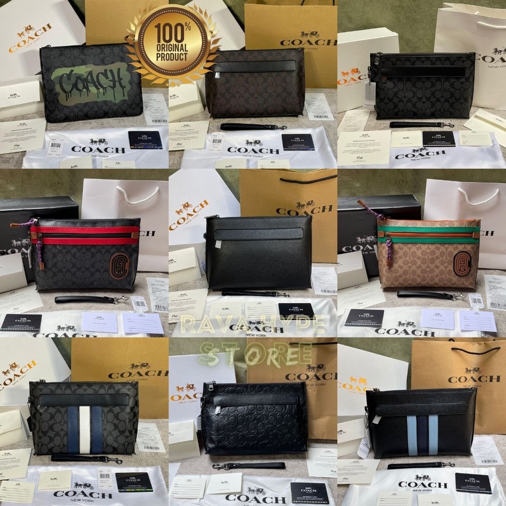 Jual Clutch COACH 100 ORIGINAL Clutch Pria Handbag Kulit Tas