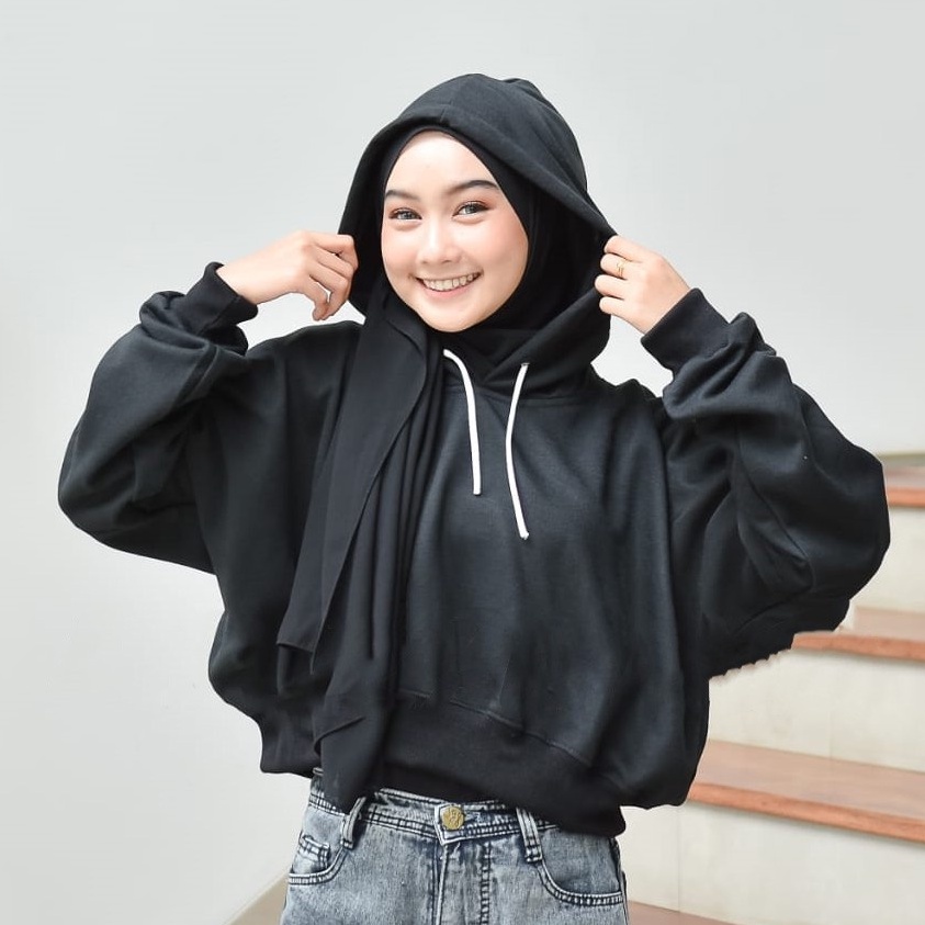 Crop store hoodie shopee