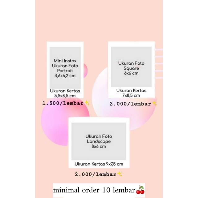 ukuran foto polaroid instax mini