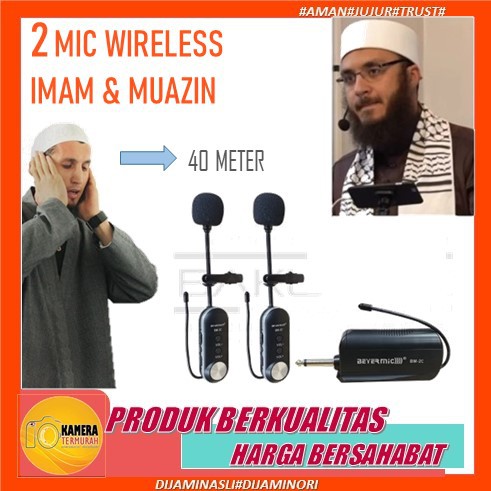 Mic Microphone Wireless Untuk Imam Masjid Muazin 3 in 1 Model Jepit