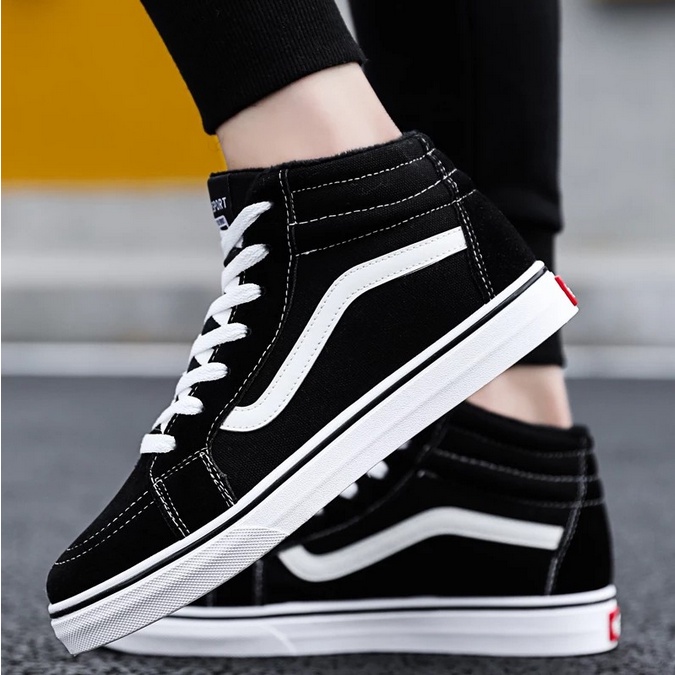 Vans de bota negros sale