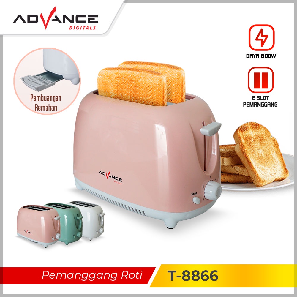 Pemanggang Roti Toaster Otomatis Advance T 8866 2 Slot Alat panggang Roti Super Otomatis