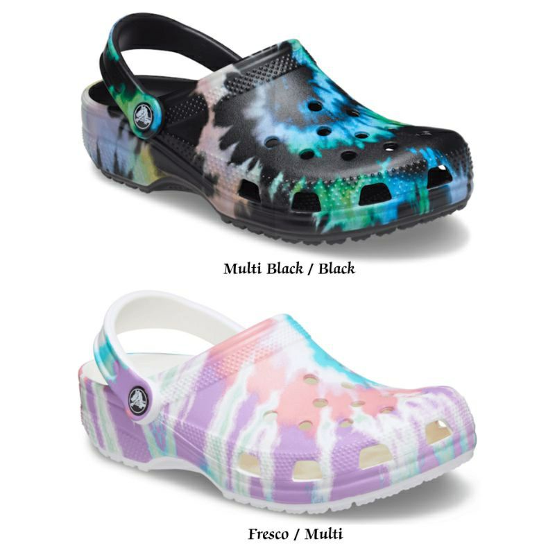 CROCS UNISEX CLASSIC TIE DYE GRAPHIC CLOG SANDALS CLASSIC CLOG MOTIF