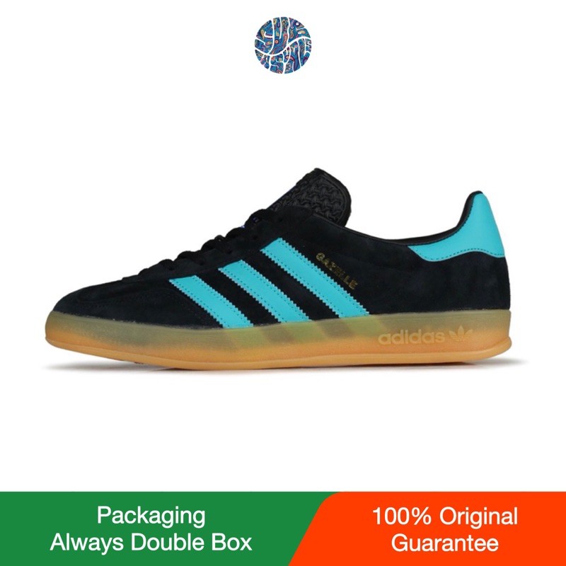 Adidas gazelle indoor shop trainers black/ aqua