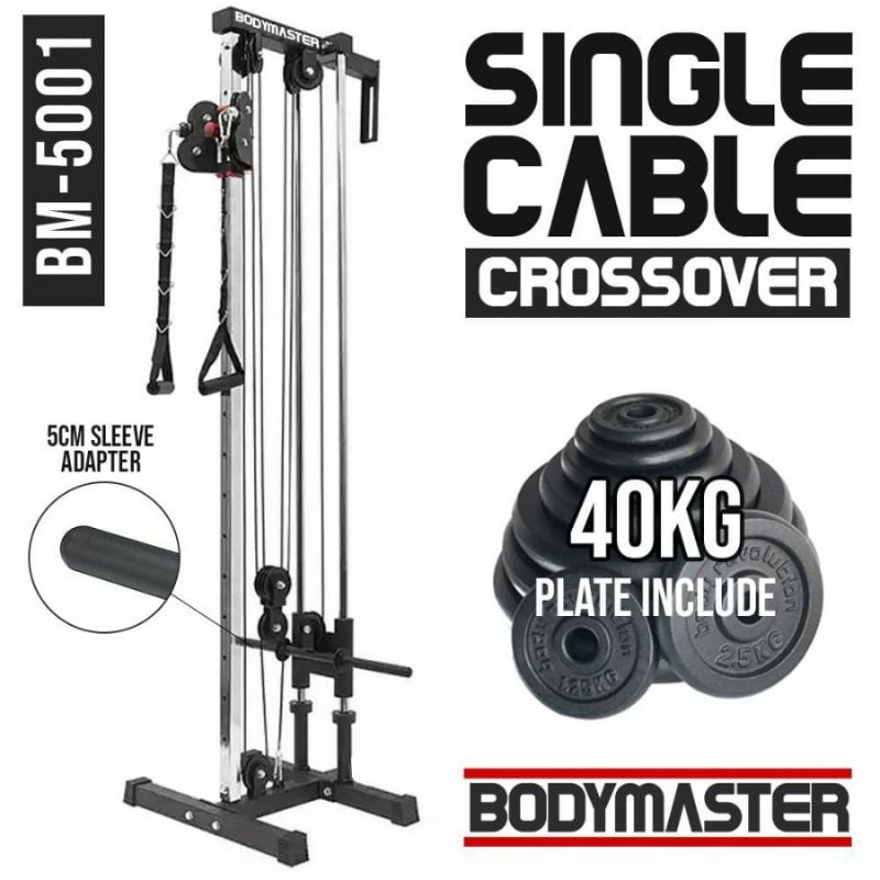 Jual alat fitness crossover single cable bodymaster paket beban