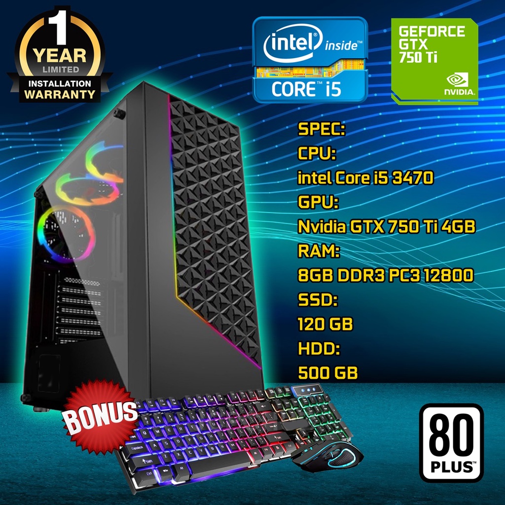 Jual PC GAMING RAKITAN | Intel Core i5 3470 | VGA GTX 750 TI 4GB