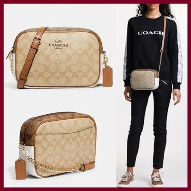 Tas Coach Slingbag Jamie Signature Saddle Cream Original Tas Selempang Bahu Slingbag Sling Bag Shoulderbag Shoulder Bag Coach Wanita Original CA172