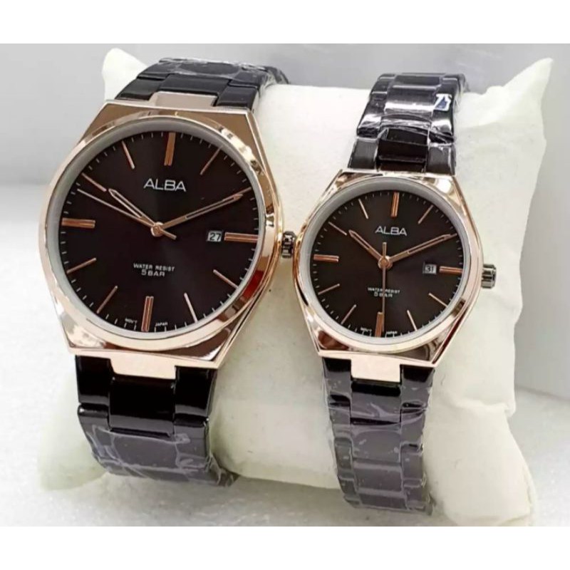 Jual Jam Tangan Couple Alba 5 Bar Steinless Stell Varian Terbau Shopee Indonesia