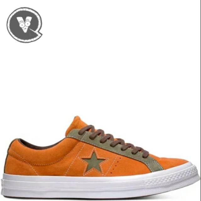 Converse one star orange hot sale suede