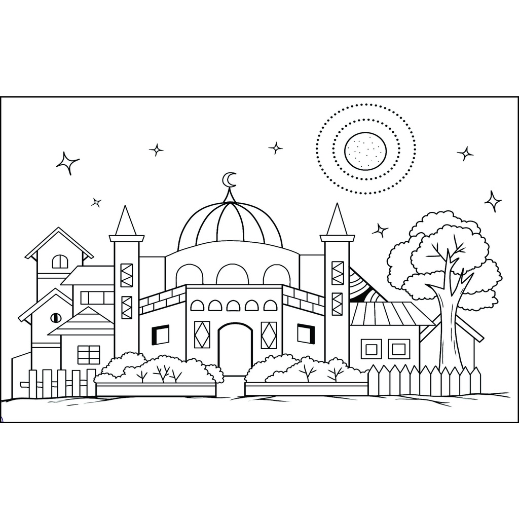 Jual Kertas Mewarnai Gambar MASJID Ukuran Folio - Melatih