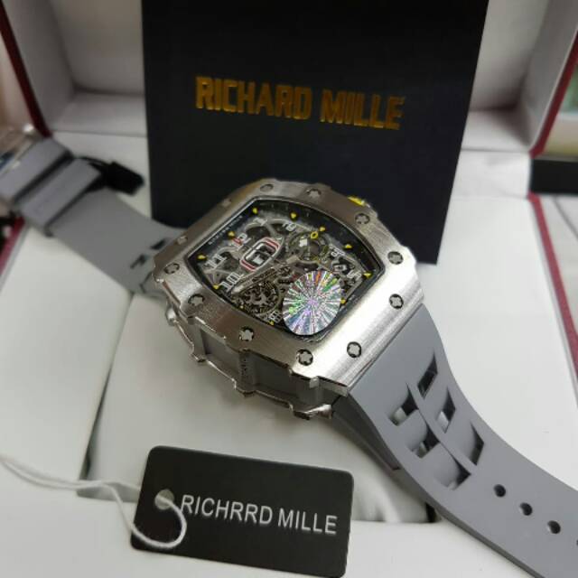 Jam Tangan Pria Mewah Branded RM Richard Mile RM011 03 RM11 Grey Silver Swiss Eta Clone Ori 1 1