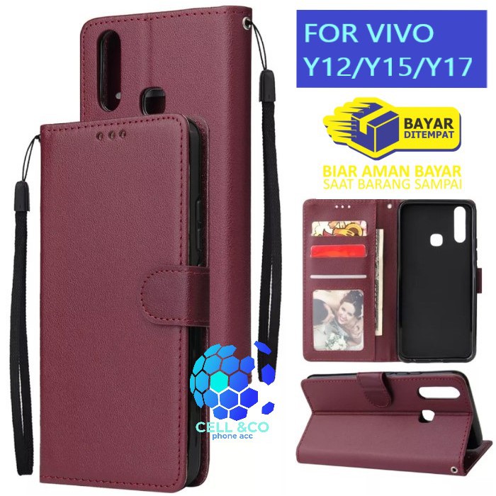 Hi Case Premium Leather Wallet Flip Cover For Vivo Y12/y15/y17/u10