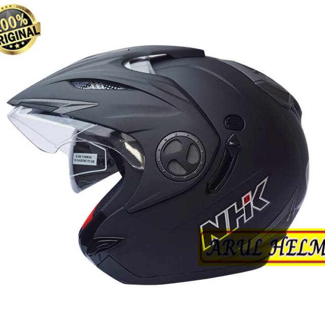Jual HELM NHK AVIATOR BLACK DOFF ORIGINAL HELM NHK DOUBLE VISOR