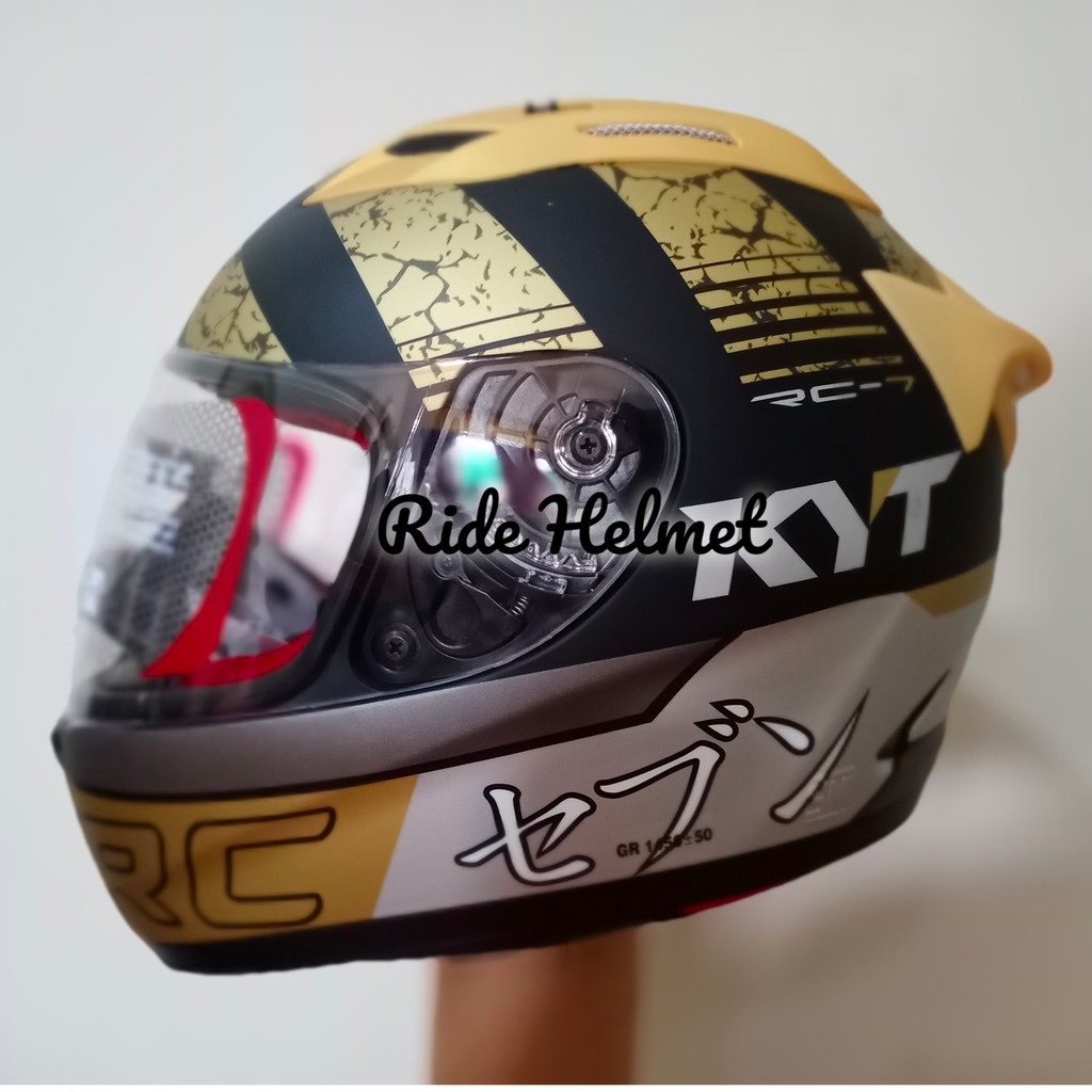 Helm full store face black gold