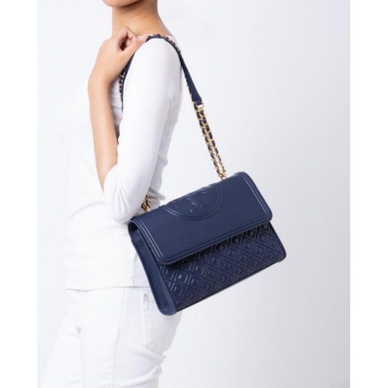 Tory burch fleming online satchel navy