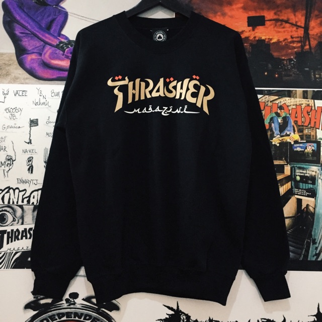 THRASHER CALLIGRAPHY CREWNECK BLACK