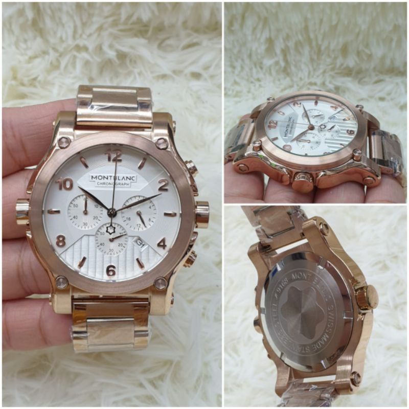 Jual Jam tangan pria Montblanc rose gold chrono aktif Super Grade