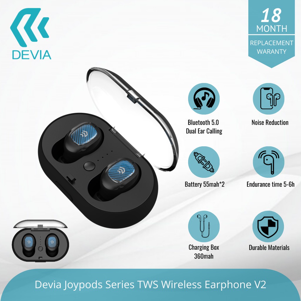 Jual Devia Joypods series TWS wireless earphone V2 Black Shopee