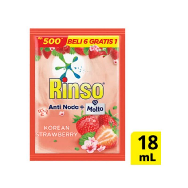 Jual Rinso Molto Detergen Cair Korean Strawberry 6 sachet x 18ml